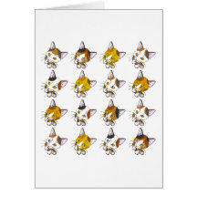 Tortoiseshells , tabby cats (三毛猫) greeting card