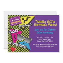 Totally 80's theme birthday party invitations