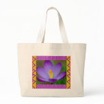 Tote Bag :: Purple Crocus with artistic border