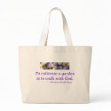 Tote Bag-spiritual garden quote/purple pansies
