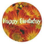 Touch of Fall, Happy Birthday, orange mums stickers