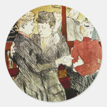 Toulouse-Lautrec - Dancing at Moulin Rouge Round Stickers