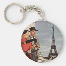 Tourists Travelling Paris Sightseeing Eiffel Tower Key Chain