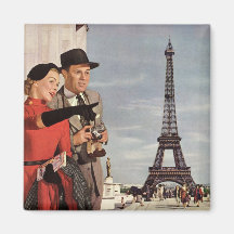 Tourists Travelling Paris Sightseeing Eiffel Tower Refrigerator Magnet