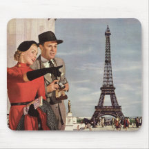 Tourists Travelling Paris Sightseeing Eiffel Tower Mouse Pad