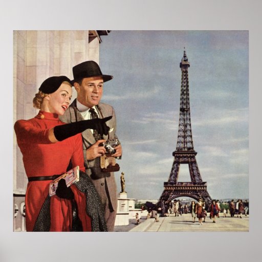 Tourists Travelling Paris Sightseeing Eiffel Tower Poster