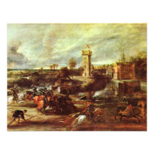 Tournament At A Castle By Rubens Peter Paul Announcement