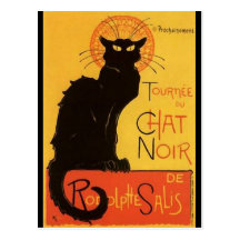 Tournée du Chat Noir, Steinlen Black Cat Vintage Postcard