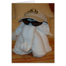 Towel Elephant with Sunglasses Greeting Card