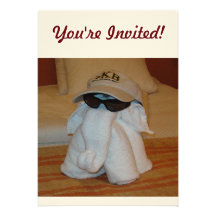 Towel Elephant with Sunglasses Custom Announcements