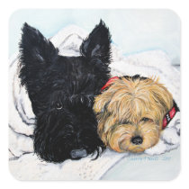 Toweling Off! Scottie and Yorkie Buddies Sticker