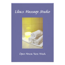 Towels and Candle in a spa setting invitations