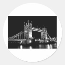 Tower Bridge at Night, Black and White Sticker