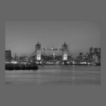 Tower Bridge at night in black and white posters