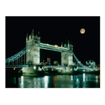 Tower Bridge at Night, London, England Post Cards