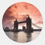 Tower Bridge Red Sky Round Sticker