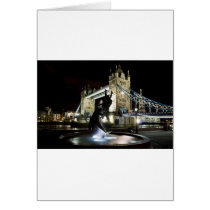 Tower Bridge With Girl and Dolphin Statue Greeting Cards