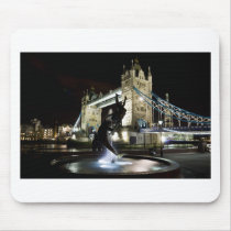 Tower Bridge With Girl and Dolphin Statue Mousemats