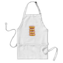 tower of pink doughnut characters apron