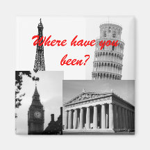 tower of pisa, eiffel tower, big ben, parthenon... refrigerator magnet