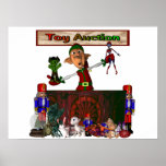 Toy Auction Elf holding toys and more at feed posters