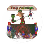 Toy Auction Elf holding toys and more at feed stickers