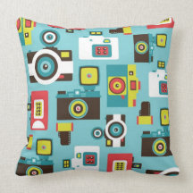 Toy Cameras (Blue) Pillow