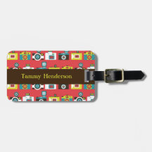 Toy Cameras (Red) Personalised Luggage Tag