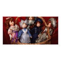 Toy - Dolls - A basket of Victorian dolls Customised Photo Card