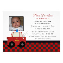Toy Fire Truck Birthday Party Invitation