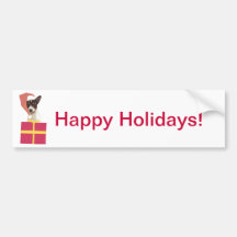 Toy Fox Terrier Santa Hat Bumper Sticker
