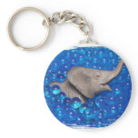 Toy grey elephant in blue bubbles key chains