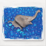 Toy grey elephant in blue bubbles mouse pads