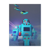 Toy Robos on the Attack Postcard