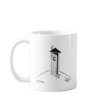TP Rolls Away From an Outhouse Mug