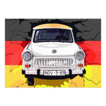 Trabant Car and German Flag, Berlin Wall Personalized Invitation