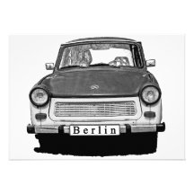 Trabant Car Front, Black and White,  Berlin Personalized Announcement