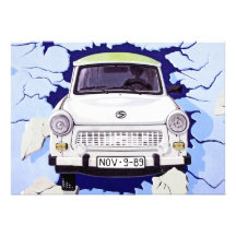 Trabant Car , Pale Blue, Berlin Wall Personalized Announcements