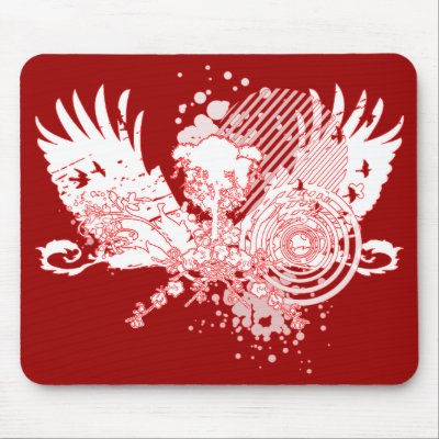 traced tree. red & white. mouse pads by asyrum