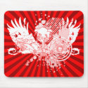 traced tree. red & white & rays. mousepads