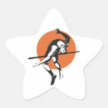 Track and Field Athlete Jumping High Jump Stickers