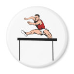 track and field athlete jumping hurdle magnet