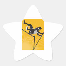 Track and Field Athlete Pole Vault High Jump Retro Star Stickers