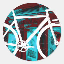 Track Bike Berlin - red blue Round Stickers