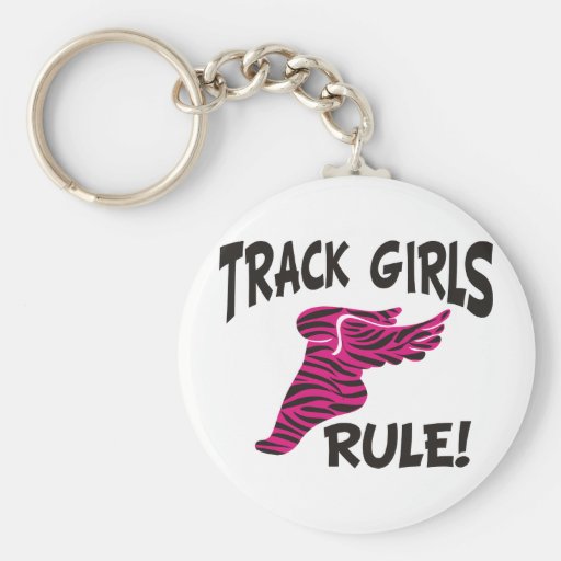 TRACK GIRLS BLACK ON HOT PINK KEY CHAIN