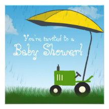 Tractor Baby Shower Invitation: Green Tractor