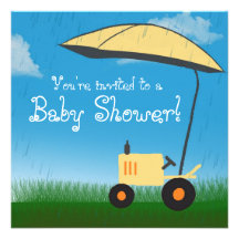 Tractor Baby Shower Invitation: Yellow Tractor