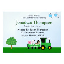 Tractor  Birthday Invitations