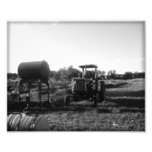 Tractor in Black & White Photo Print