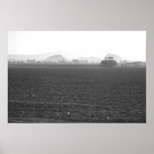 Tractor in the Field (b/w) Poster